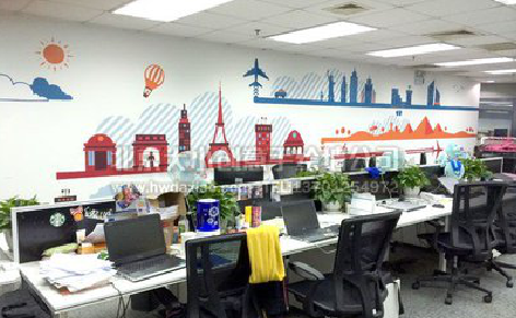 蒙城教你设计办公室墙绘的方法。